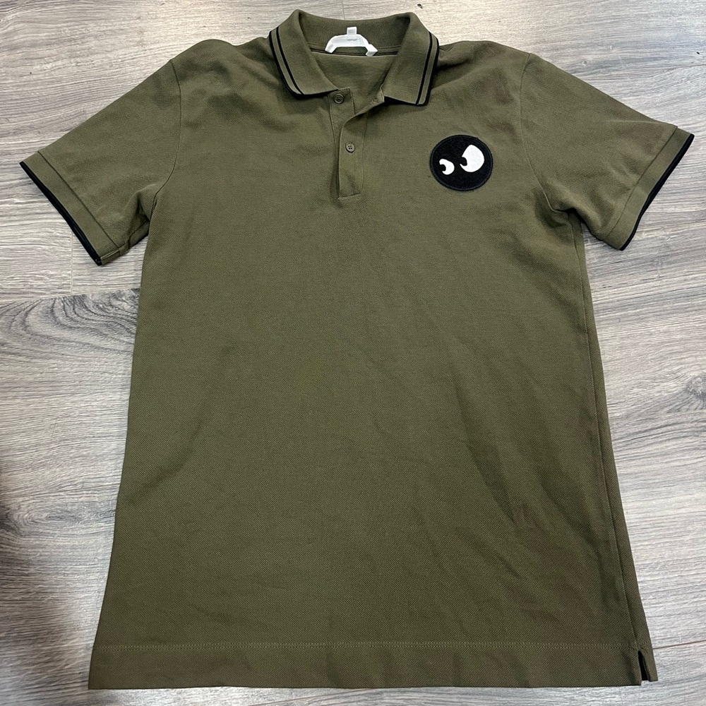 MCQ by Alexander McQueen Olive Green Polo Shirt with Eye Patch
